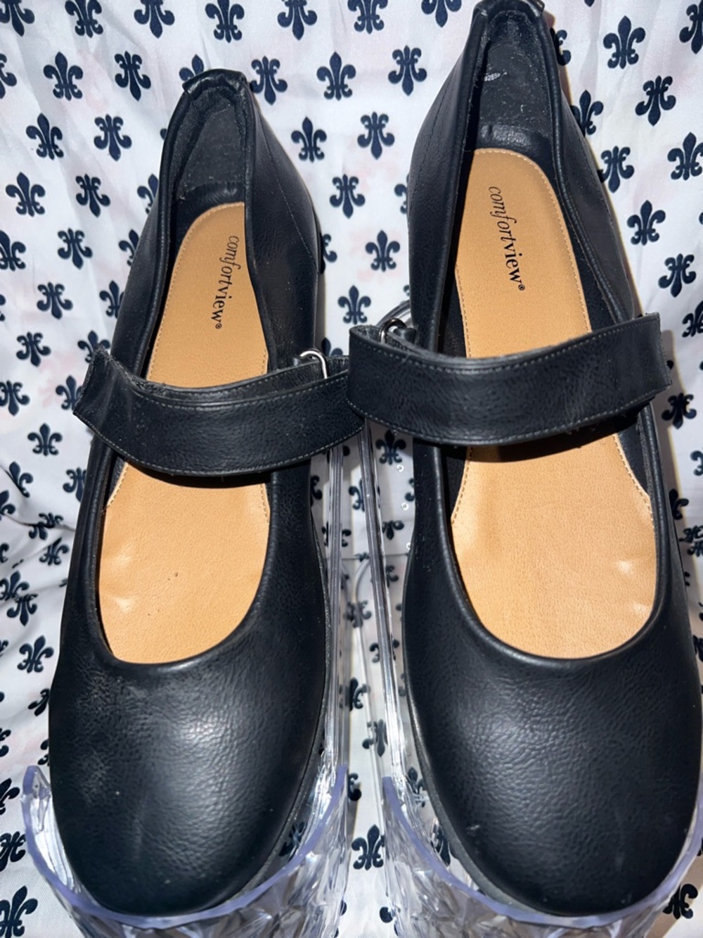 comfortview Black Girls' Mary Jane School Shoes